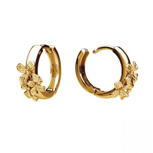 Kreolen mit Blumen, Ohrringe, Silberschmuck, Schmuckzubeh&ouml;r, BZO OWS-00918 6,8x13,5 mm