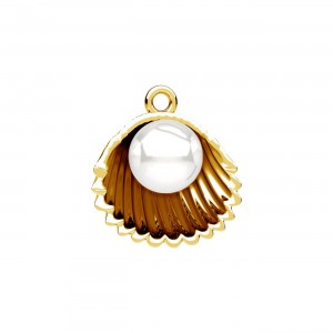 Muschel-Anhänger mit Perle, Silberschmuck, Ringteile, CON-1 ODL-01620 15,7x17 mm ver.2