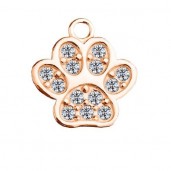 Dog Paw Pendant with Crystals, Silver Jewelry, S-CHARM 419
