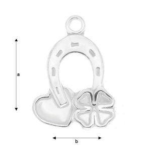 Horseshoe with Clover Charm, Silver Jewelry, S-CHARM 9