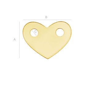 Heart Pendant, Connector, Silver Jewelry, LK-0025 (0,50 mm)