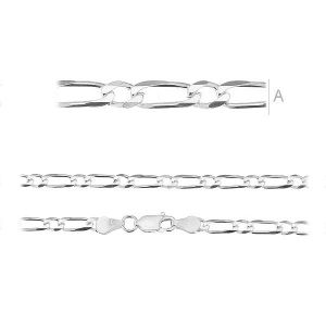 Figaroketju, hopeaketjut, FD 100 6L (1x1) (38-75 cm)