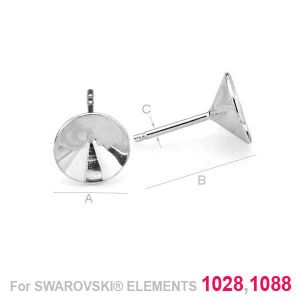 Ear Posts for Swarovski Xirius Chaton, OKSV 1088 8MM KLSG