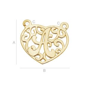 Buchstaben in Herz-Anhänger, Alphabet, LK-0069 (0,50 mm)