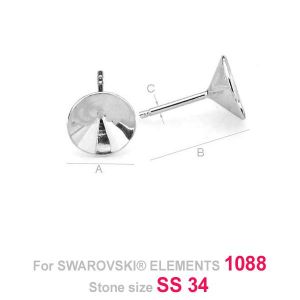 Earring Posts for Swarovski Xirius Chaton - OKSV 1088  7MM KLSG