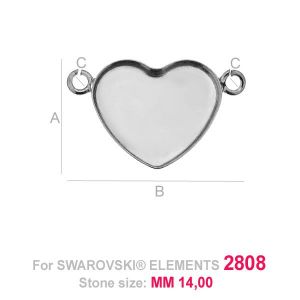 Herz-Anhänger für Swarovski, Verbinder HKSV 2808 14MM CON 2H ver.2