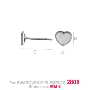 Sydän-korvakorutapit, korvakoruosat, Swarovski 2808, HKSV 2808 6MM KLSG Sydän-korvakorutapit, korvakoruosat, Swarovski 2808, HKSV 2808 6MM KLSG