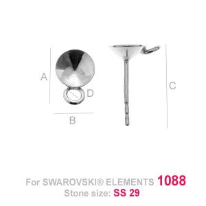 Earring Post, Swarovski 1088, Earring Findings, OKSV 1088 6MM KLSG CON 1 Earring Post, Swarovski 1088, Earring Findings, OKSV 1088 6MM KLSG CON 1