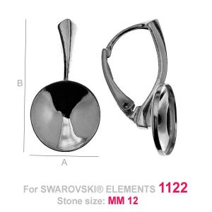 Lever Back Earrings, Swarovski Rivoli 1122,  OKSV 1122 12MM BA SET 001 ver.3