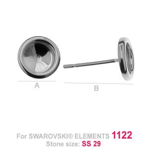 Earring Studs, 6mm, Swarovski Rivoli, OKSV 1122 6MM KLSG ver.4