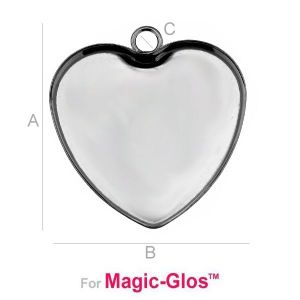 Heart Pendant, Resin, Cabochon, FMG HEART 26X26 MM CON 1