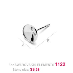Earring Post for Swarovski Rivoli 1122, Earring Findings,   OKSV 1122  8 MM KLS ver. 3