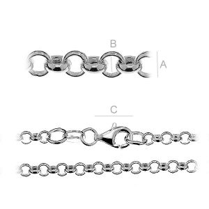 Roloketju, hopeaketju, ROLO 055 ver.-3,30 (19-21 cm) Roloketju, hopeaketju, ROLO 055 ver.-3,30 (19-21 cm)