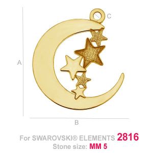 Mond und Sterne-Anhänger, Silberschmuck, LK-0436 (2816 MM 5)