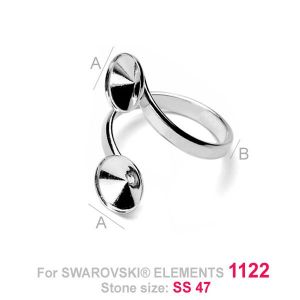 Silberring Basis, Swarovski Rivoli. Schmuckteile, OKSV 1122 10 MM DOUBLE RING ver. 3