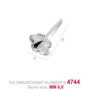 Sterling silver post setting - FKSV 4744 6 MM KLSG Sterling silver post setting - FKSV 4744 6 MM KLSG