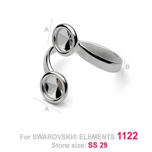 Sormuspohja, Swarovski Rivoli, koruosat, OKSV 1122  2x6 MM DOUBLE RING ver.4