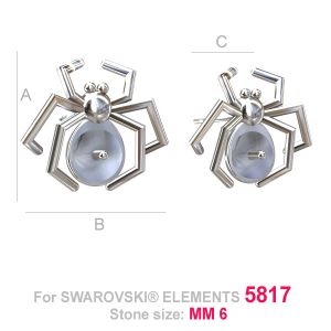 Hämähäkkikorvakorutappi, Swarovski 5817 MM 6, ODL-00055 Hämähäkkikorvakorutappi, Swarovski 5817 MM 6, ODL-00055