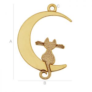 Katze und Mond-Anh&auml;nger, Silberschmuck,  LK-0489