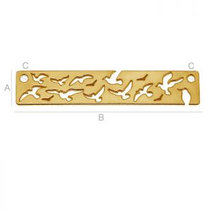 Rechteckiger-Anhänger mit Vögeln, Silberschmuck, LK-0457