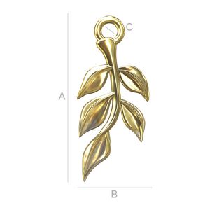 Twig with Leaves Pendant, Silver Jewelry, ODL-00069 Twig with Leaves Pendant, Silver Jewelry, ODL-00069
