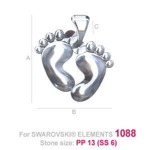 Baby-Füße, Swarovski 1088, Silberschmuck,  ODL-00067 (Swarovski 1088 PP 13)