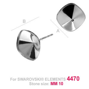 Post Earrings for Swarovski 4470,  OKSV 4470 10 MM KLS ver.3 A/B