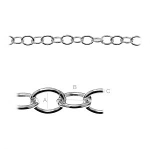 Curb Chain, Silver Chains, 2,60mm, A 050 Curb Chain, Silver Chains, 2,60mm, A 050