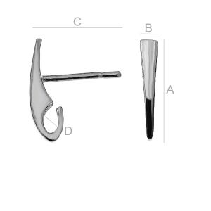 Ohrstecker mit Haken, Silberschmuck, ODL-00952 SSV 9 2,3X14,3 MM