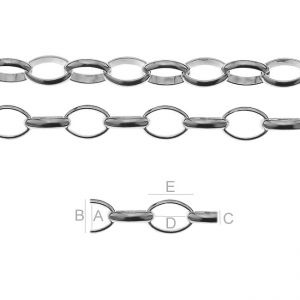 Rolo Chain, Silver Chains, ROLO OVAL 150 - 7x5 mm Rolo Chain, Silver Chains, ROLO OVAL 150 - 7x5 mm