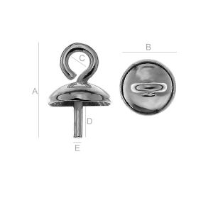 Bail with Cup and Pin for Pearls, Jewelry Findings, MSK 3 Bail with Cup and Pin for Pearls, Jewelry Findings, MSK 3