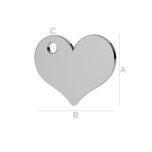 Heart Charm, Silver Jewelry, LK-0573 - 0,50 Heart Charm, Silver Jewelry, LK-0573 - 0,50