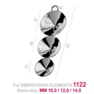 Pendant for Swarovski Rivoli 1122, OKSV 1122 10MMx12MMx14MM 1CON-SZ Pendant for Swarovski Rivoli 1122, OKSV 1122 10MMx12MMx14MM 1CON-SZ