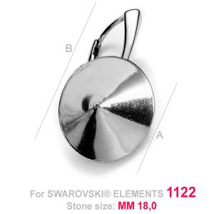 Lever Back Earrings, Swarovski Rivoli 1122,  OKSV 1122 18MM BA SET 01