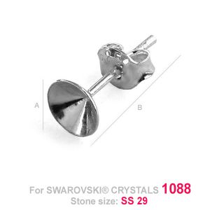 Earring Posts with Ear Backs, Swarovski, OKSV 1088  6MM KLSB