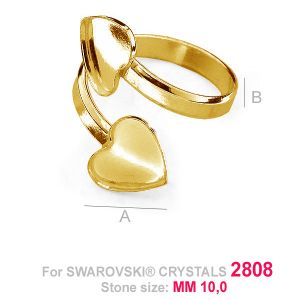 Ring Base, Swarovski Heart 2808, Jewelry Findings, HKSV 2808 10MM DOUBLE RING Ring Base, Swarovski Heart 2808, Jewelry Findings, HKSV 2808 10MM DOUBLE RING