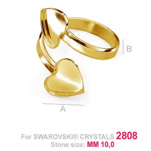Silberring Basis, Swarovski Herz 2808, Schmuckteile,  HKSV 2808 10MM DOUBLE RING