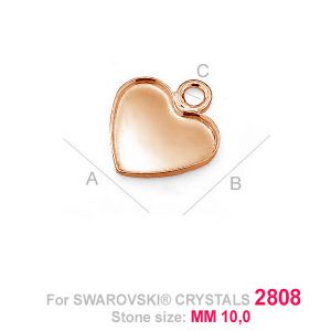 Heart Pendant, Setting for Swarovski, Jewelry Findings, HKSV 2808 10MM CON 1 Heart Pendant, Setting for Swarovski, Jewelry Findings, HKSV 2808 10MM CON 1