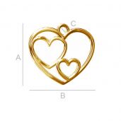 Triple heart charms - ODL-00028