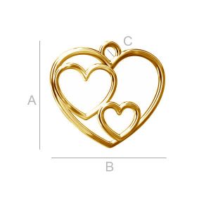 Heart Charm, Silver Findings, ODL-00028 Heart Charm, Silver Findings, ODL-00028