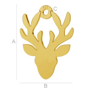 Hirsch-Anh&auml;nger, Geweih, Silberschmuck, LK-0600 - 0,50