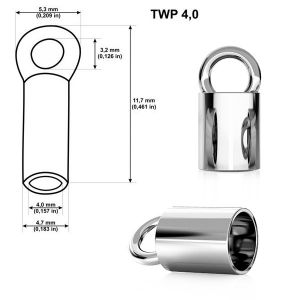 Päätykappale, koruosat, 4mm TWP 4,0