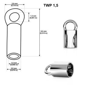 Endkappen, Schmuckteile, 1,5mm TWP 1,5