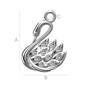 Joutsen riipus, Swarovski kristalli, hopeakorut,  S-CHARM 0142 ver. 2