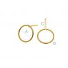 Circle 1 cm post earrings - KL-08