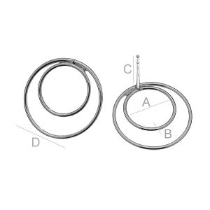 Ympyrä korvakorut, korunosat, (1,0 / 1,6 cm) KLS-12