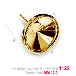 Korvakorupohja, Swarovski Rivoli OKSV 1122 12MM KLSG ver.2 Korvakorupohja, Swarovski Rivoli OKSV 1122 12MM KLSG ver.2