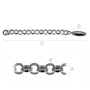 Verlängerungskette, Silberkette, 50mm, ROLO 060 F: 4,00 Verlängerungskette, Silberkette, 50mm, ROLO 060 F: 4,00