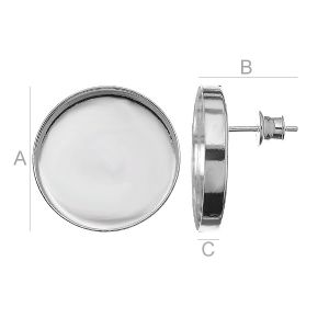 Ohrstecker Basis, Giessharzschmuck, Ohrringteile,  S-EARRING 002 20X20 SZ