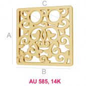 Square openwork gold 14K pendant LKZ-00009 - 0,30 mm